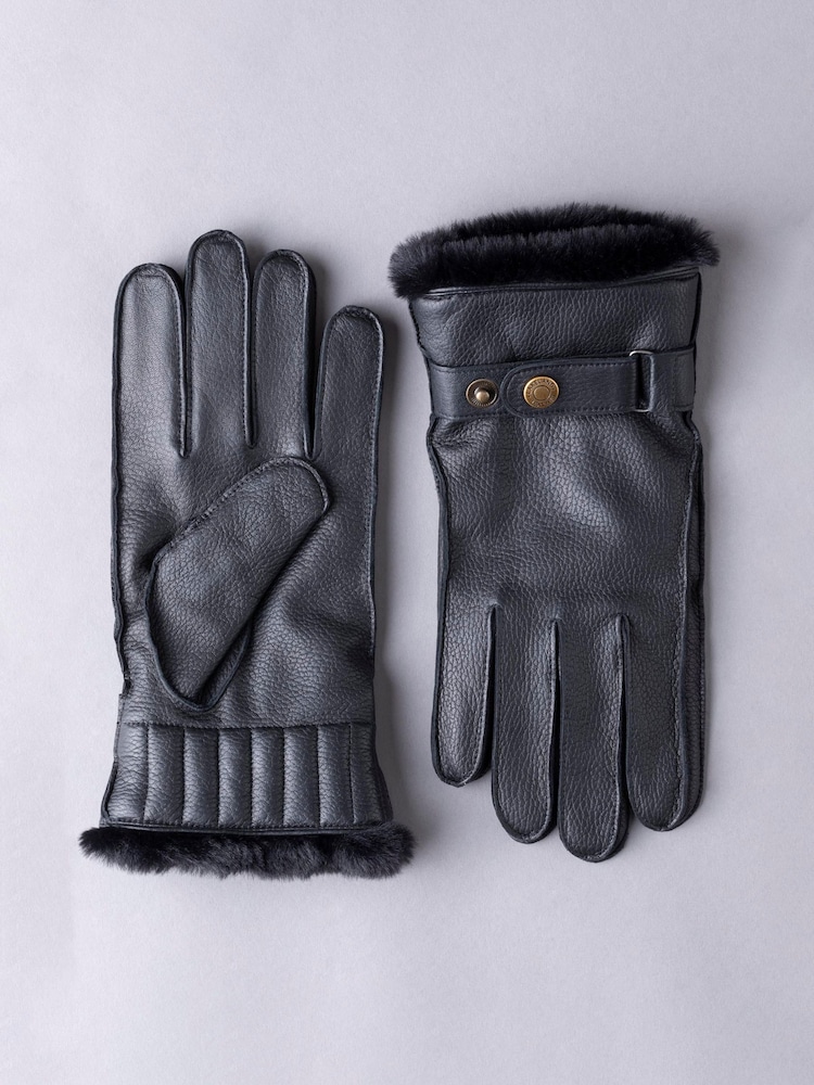 Negro - Guantes de invierno de cuero Milne de Lakeland Leather - Imagen 1 de 3