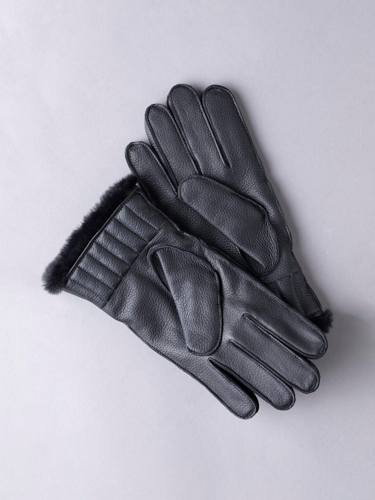 Negro - Guantes de invierno de cuero Milne de Lakeland Leather - Imagen 2 de 3
