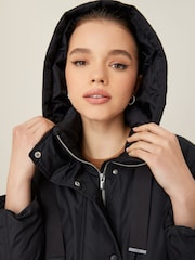 Black Longline Padded Coat - Image 5 of 10