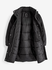 Black Longline Padded Coat - Image 7 of 10