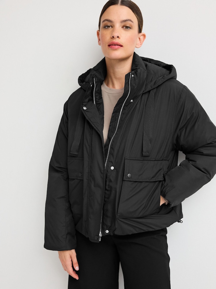 Black Short Padded Jacket - Image 1 of 6