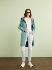 Teal Blue Rubber Showerproof Rain Coat - Image 1 of 6