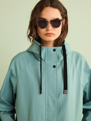 Teal Blue Rubber Showerproof Rain Coat - Image 2 of 6