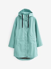 Teal Blue Rubber Showerproof Rain Coat - Image 4 of 6