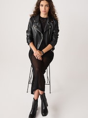Black Faux Leather Biker Jacket - Image 2 of 6