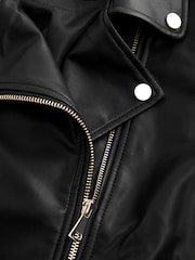 Black Faux Leather Biker Jacket - Image 6 of 6