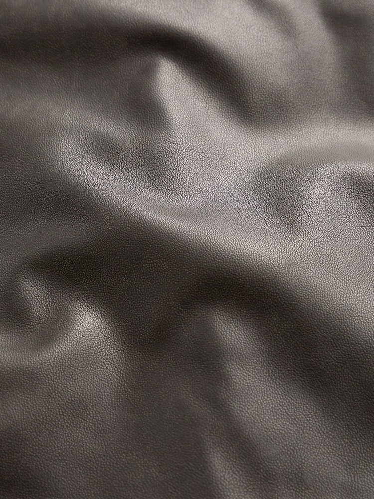 Washed Black Faux Leather Biker Jacket - Image 6 of 6