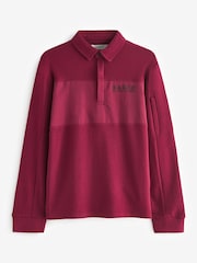 Burgunderrot - Baker by Ted Baker Langärmeliges Polo-Shirt aus 100 % Baumwolle - Bild 1 von 1