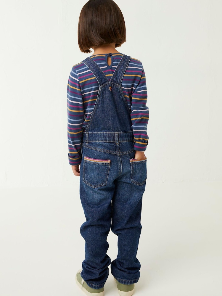 FatFace Blue Rainbow Embroidered Dungarees - Image 2 of 4
