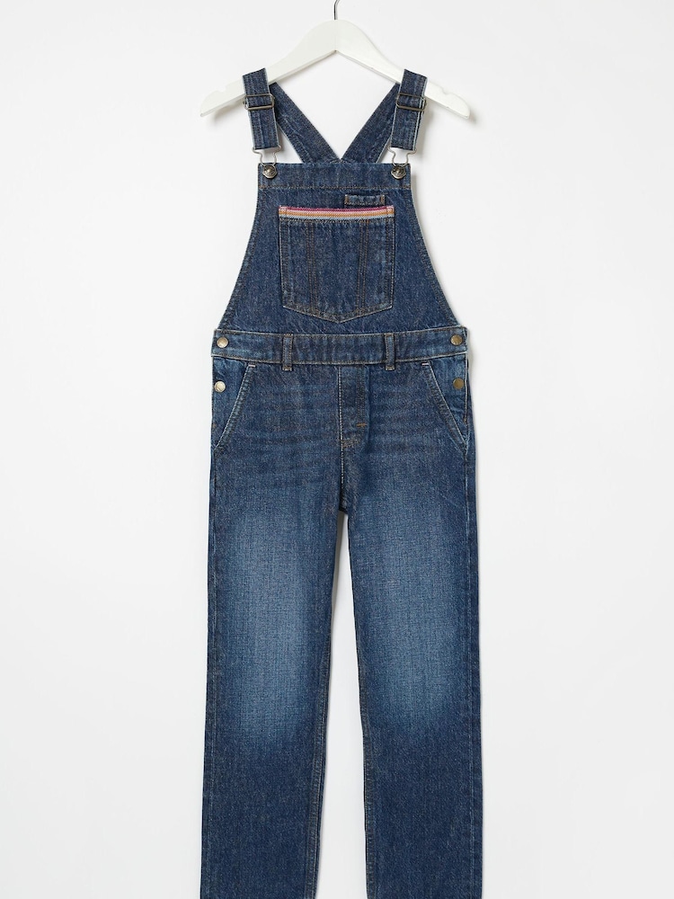 FatFace Blue Rainbow Embroidered Dungarees - Image 4 of 4