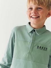 Grün - Baker by Ted Baker Langärmeliges Polo-Shirt aus 100 % Baumwolle - Bild 1 von 8