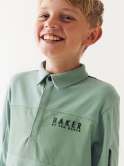 Grün - Baker by Ted Baker Langärmeliges Polo-Shirt aus 100 % Baumwolle - Bild 3 von 8