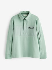 Grün - Baker by Ted Baker Langärmeliges Polo-Shirt aus 100 % Baumwolle - Bild 5 von 8