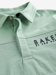 Grün - Baker by Ted Baker Langärmeliges Polo-Shirt aus 100 % Baumwolle - Bild 7 von 8