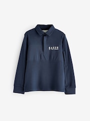 Marineblau - Baker by Ted Baker Langärmeliges Polo-Shirt aus 100 % Baumwolle - Bild 5 von 8