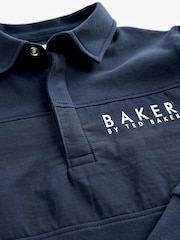 Marineblau - Baker by Ted Baker Langärmeliges Polo-Shirt aus 100 % Baumwolle - Bild 7 von 8