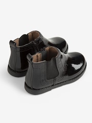 JoJo Maman Bébé Black Girls' Patent Pretty Leather Chelsea Boots - Image 3 of 5