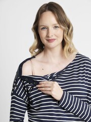 JoJo Maman Bébé Navy Stripe Maternity & Nursing Pyjama Set - Image 2 of 2