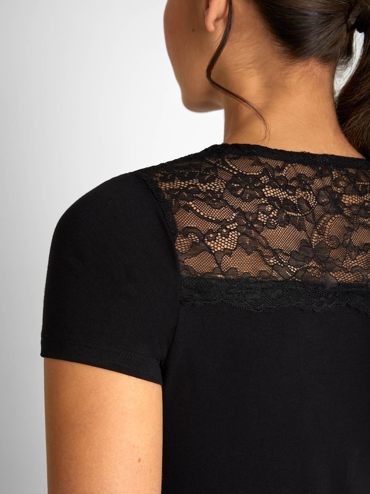 JoJo Maman Bébé Black Lace Maternity & Nursing Pyjama Set - Image 4 of 5
