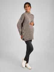 JoJo Maman Bébé Mocha Brown Turtle Neck Maternity & Nursing Jumper - Image 1 of 4