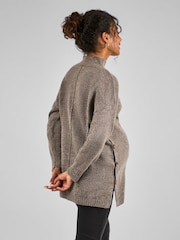 JoJo Maman Bébé Mocha Brown Turtle Neck Maternity & Nursing Jumper - Image 3 of 4