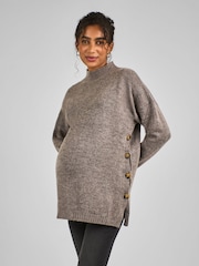 JoJo Maman Bébé Mocha Brown Turtle Neck Maternity & Nursing Jumper - Image 4 of 4