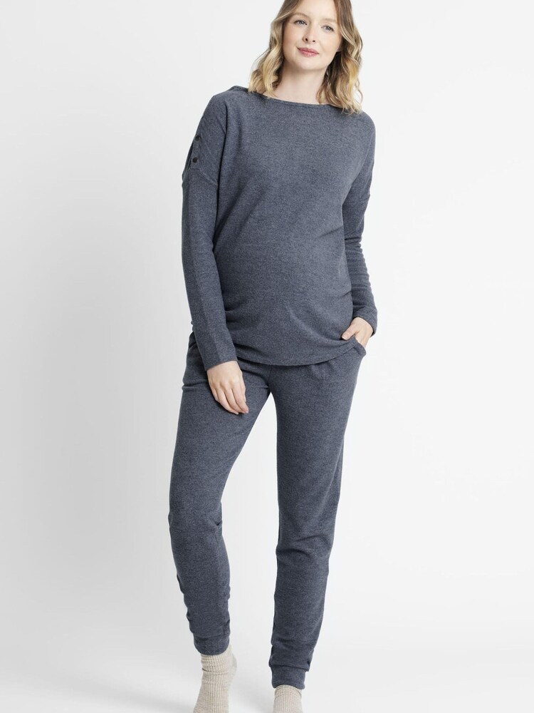 JoJo Maman Bébé Dark Grey Shoulder Opening Maternity & Nursing Top - Image 1 of 3