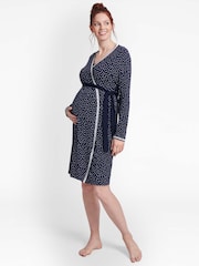 JoJo Maman Bébé Navy Spot Maternity & Nursing Robe - Image 2 of 2