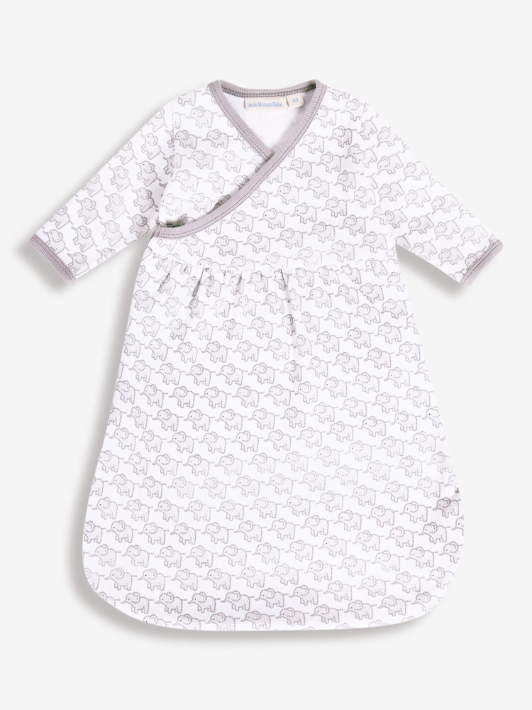 JoJo Maman Bébé Grey Elephant Print Newborn Sleepy Sac - Image 1 of 1
