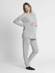 JoJo Maman Bébé Silver Shoulder Opening Maternity & Nursing Top - Image 1 of 3