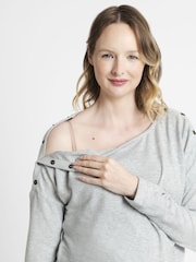 JoJo Maman Bébé Silver Shoulder Opening Maternity & Nursing Top - Image 2 of 3