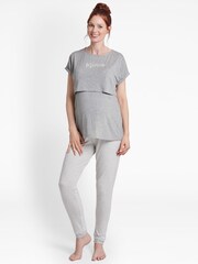 JoJo Maman Bébé Grey Marl Maman Maternity & Nursing Pyjama Set - Image 3 of 3