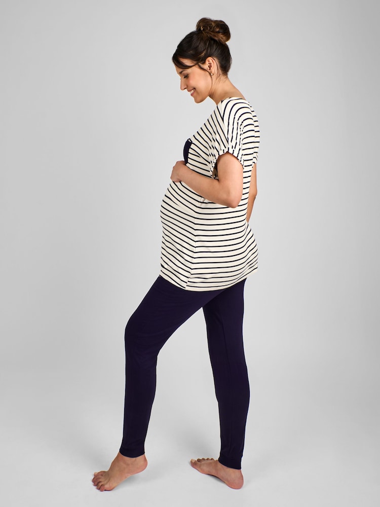 Set pijamale pentru gravide și alăptare cu Dungă JoJo Maman Bébé - Image 2 of 5