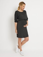 JoJo Maman Bébé Charcoal Maternity & Nursing Drawstring Dress - Image 2 of 3