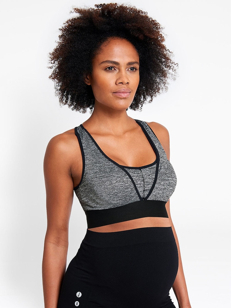 JoJo Maman Bébé Marl Grey Active Maternity & Nursing Bra - Image 1 of 6
