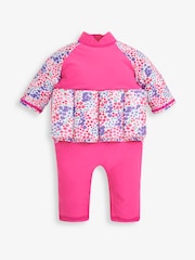 JoJo Maman Bébé Pink Floral UPF 50 Sun Protection Float Suit - Image 4 of 6