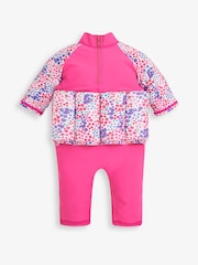JoJo Maman Bébé Pink Floral UPF 50 Sun Protection Float Suit - Image 5 of 6