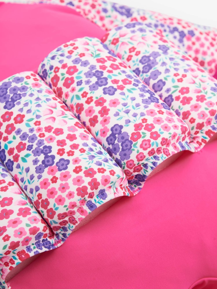 JoJo Maman Bébé Pink Floral UPF 50 Sun Protection Float Suit - Image 6 of 6