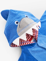 JoJo Maman Bébé Blue Shark Towelling Hooded Poncho - Image 2 of 2