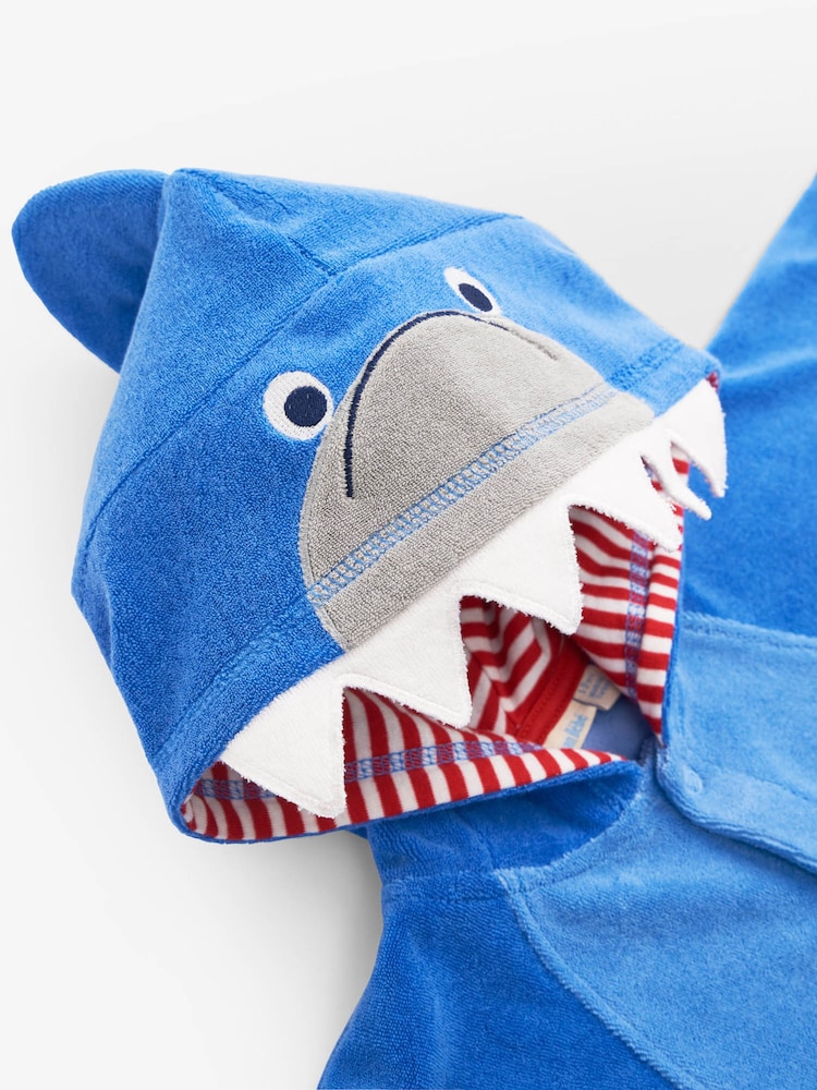 JoJo Maman Bébé Blue Shark Towelling Hooded Poncho - Image 2 of 2