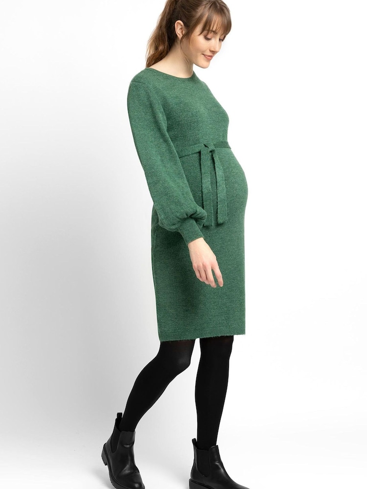 JoJo Maman Bébé Green Blouson Sleeve Knitted Dress - Image 1 of 2