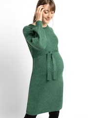 JoJo Maman Bébé Green Blouson Sleeve Knitted Dress - Image 2 of 2