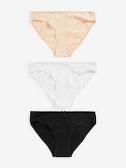 Black / Pastel Rose Nude / White Bikini Cotton Rich Knickers 6 Pack - Image 1 of 8