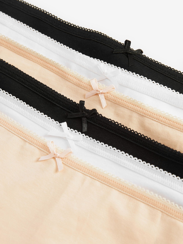 Black / Pastel Rose Nude / White Bikini Cotton Rich Knickers 6 Pack - Image 8 of 8