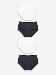 Navy Blue/White Midi Cotton Rich Knickers 4 Pack - Image 1 of 10