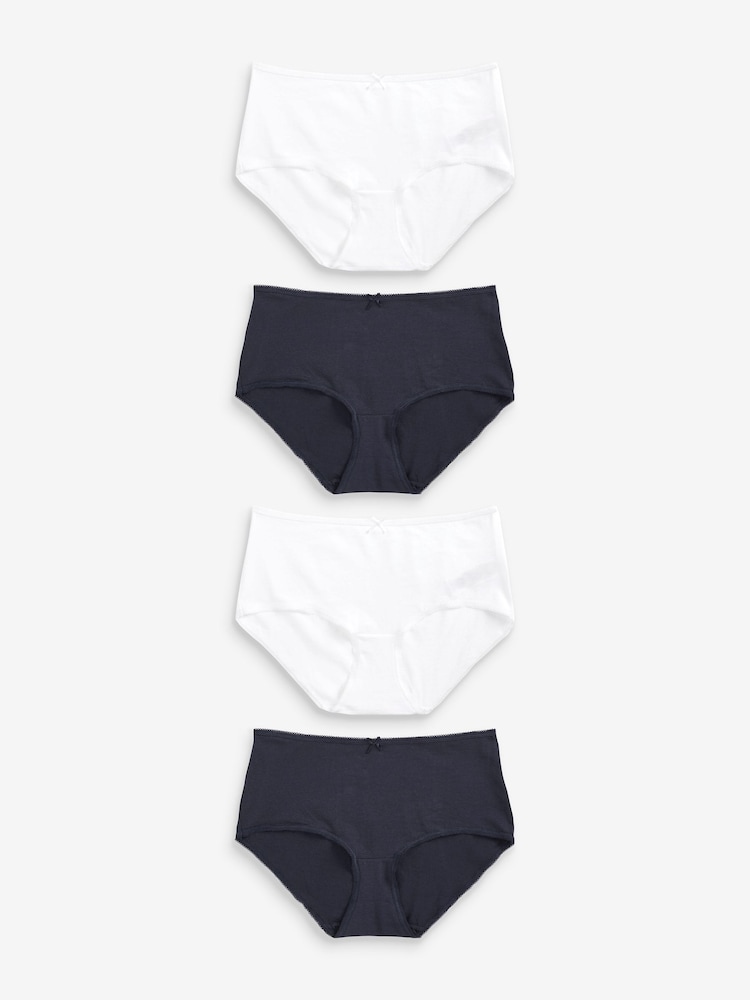 Navy Blue/White Midi Cotton Rich Knickers 4 Pack - Image 1 of 10
