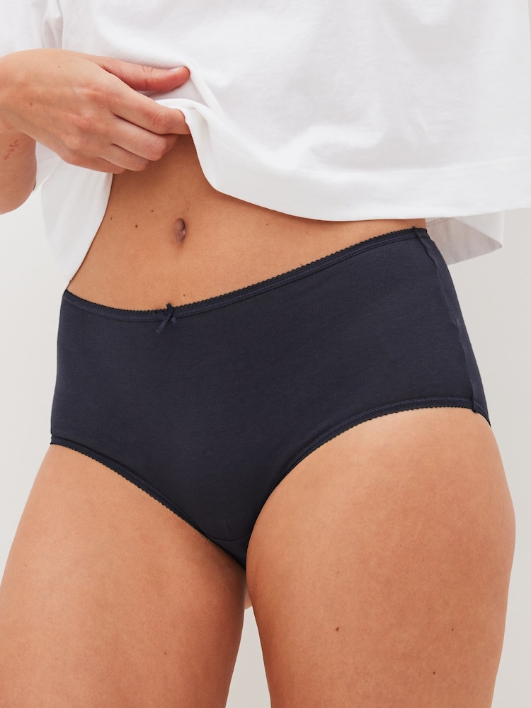 Navy Blue/White Midi Cotton Rich Knickers 4 Pack - Image 2 of 10