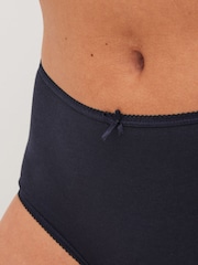 Navy Blue/White Midi Cotton Rich Knickers 4 Pack - Image 4 of 10