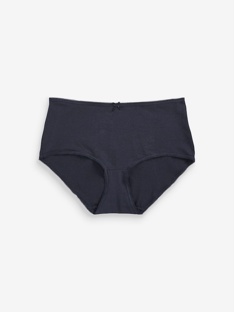 Navy Blue/White Midi Cotton Rich Knickers 4 Pack - Image 8 of 10