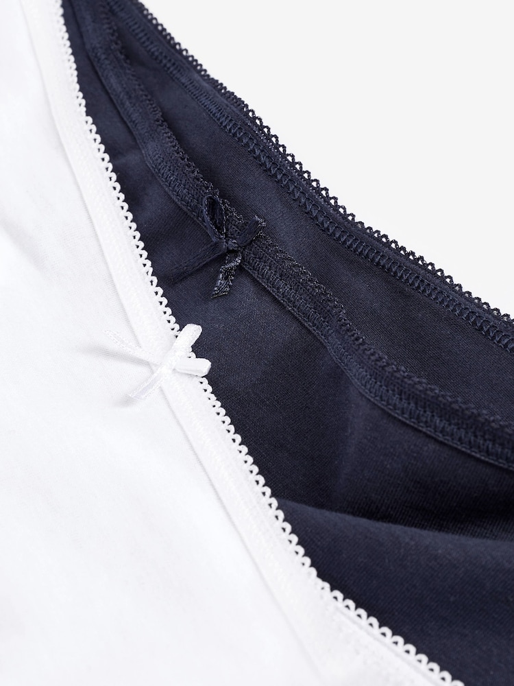 Navy Blue/White Midi Cotton Rich Knickers 4 Pack - Image 9 of 10